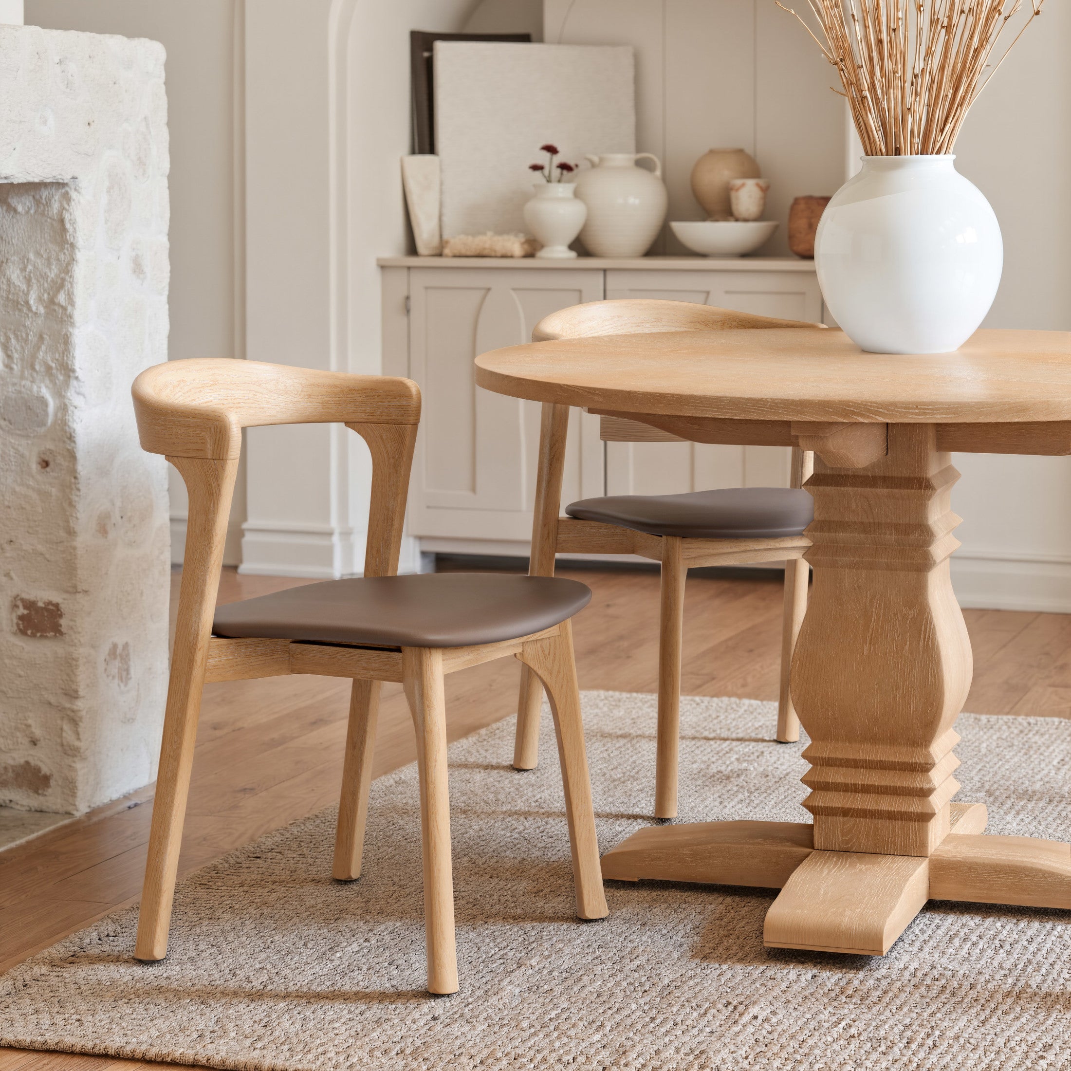 Pioro Dining Chair (Set of 2) Brown & Natural