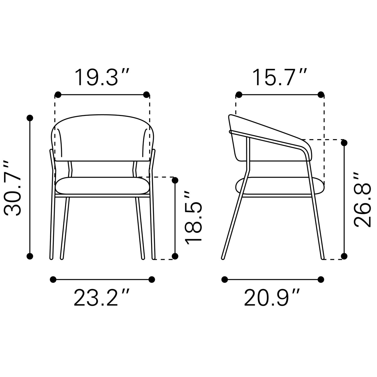 Josephine Dining Chair (Set of 2) Cream