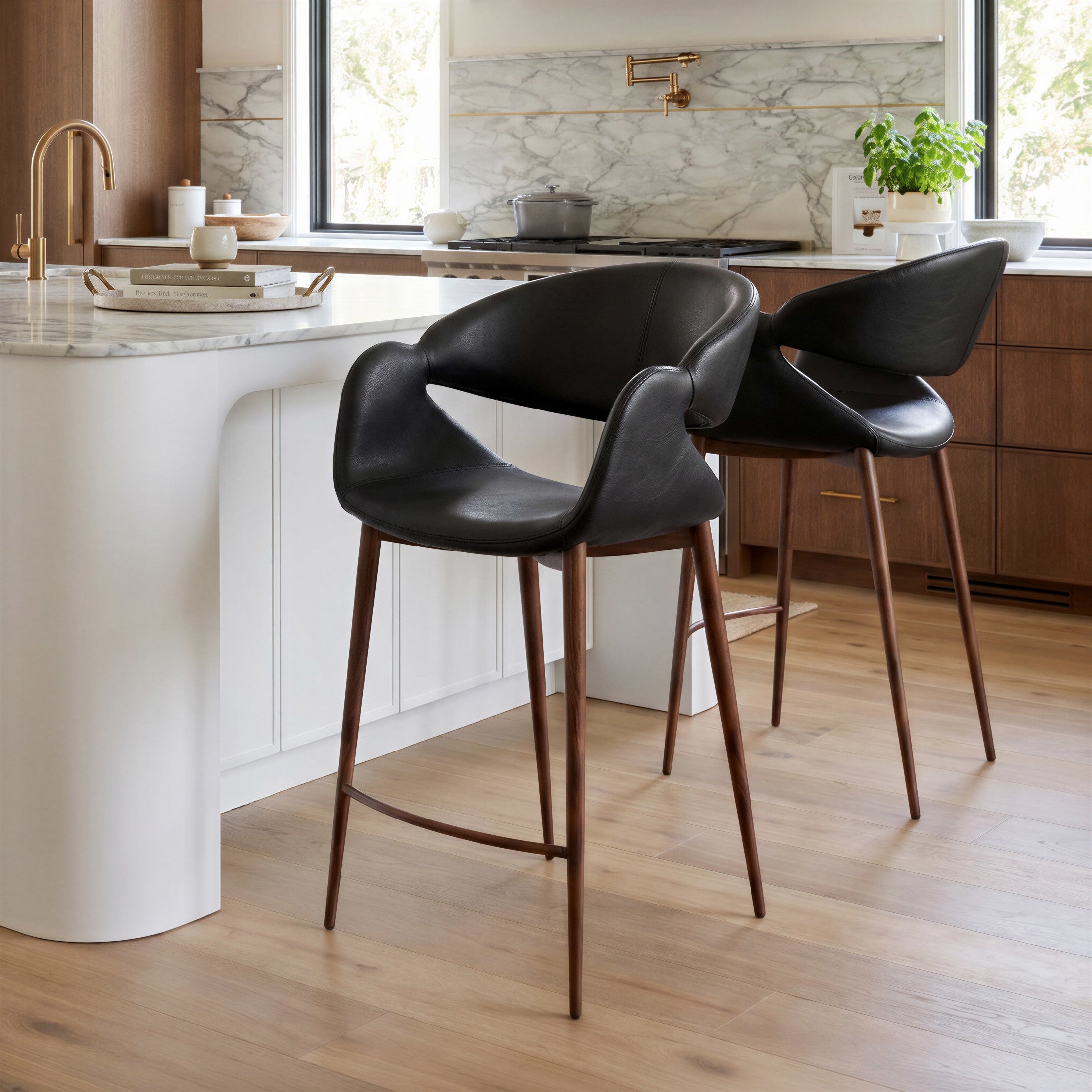 Limay Counter Stool Black & Walnut