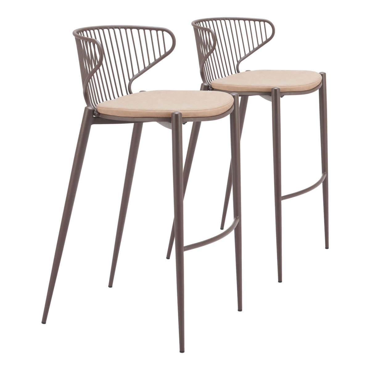 Silues Barstool (Set of 2) Taupe & Brown
