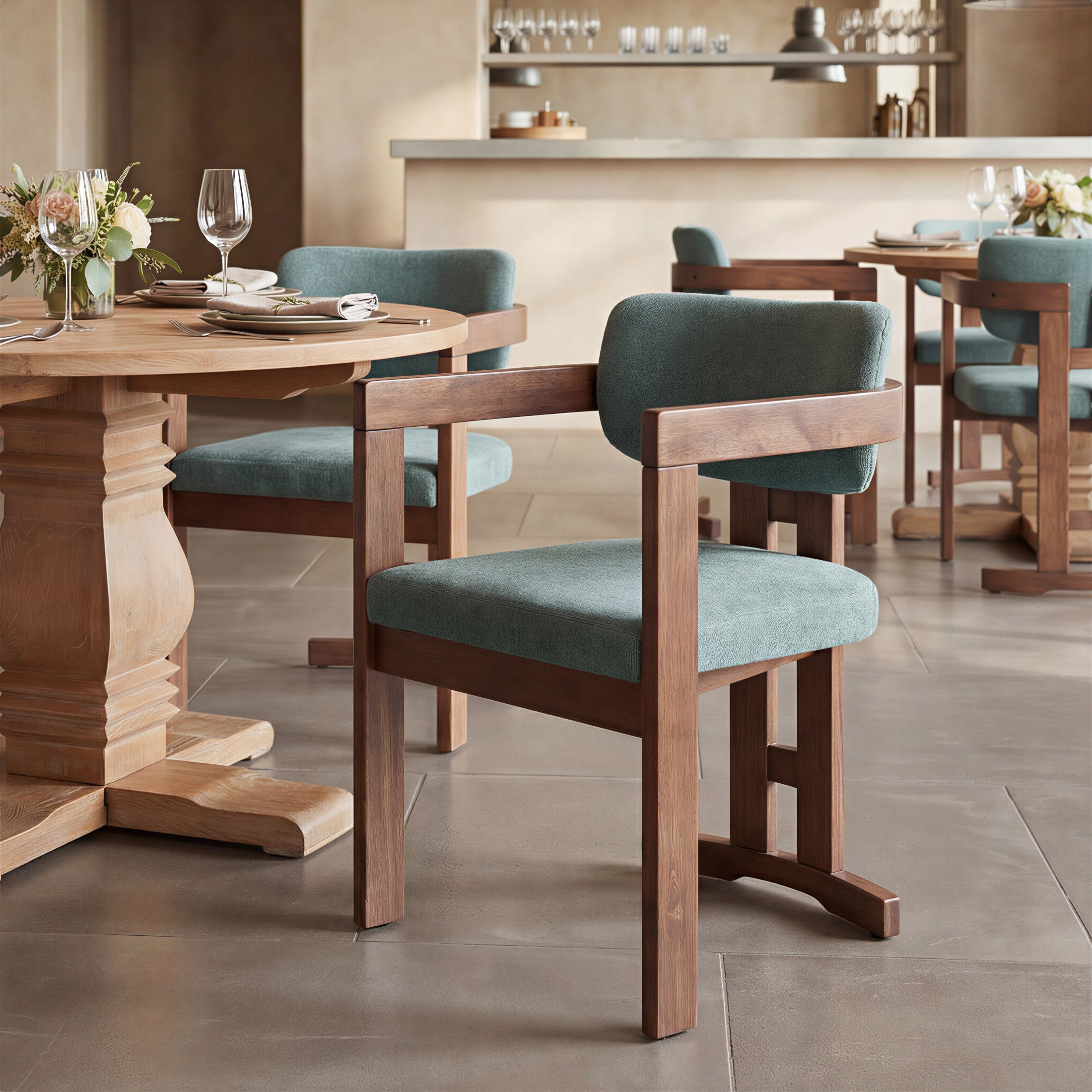 Poly Dining Chair Moss Gray & Walnut