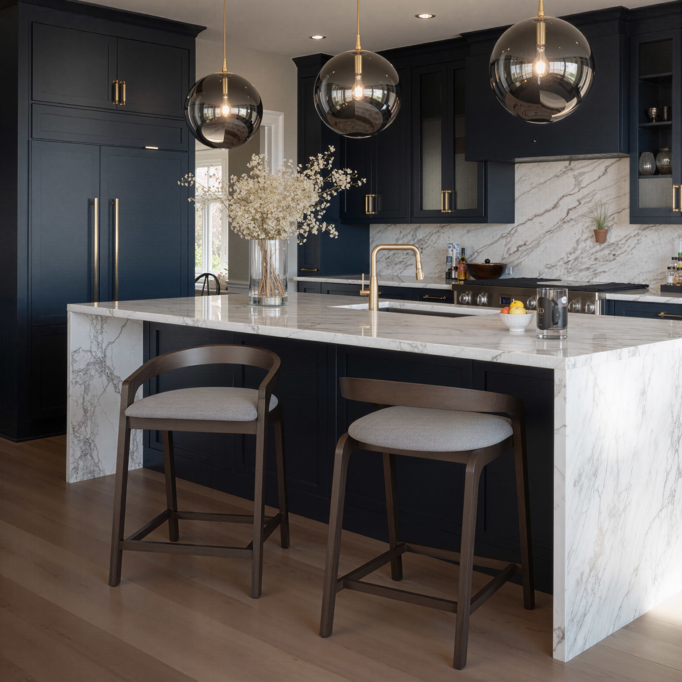 Troy Counter Stool (Set of 2) Dove Gray & Espresso