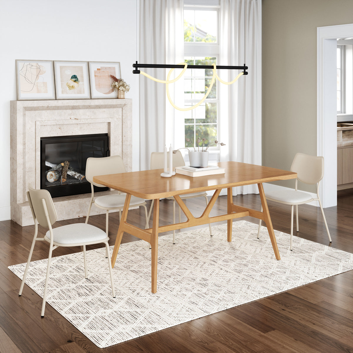 Zeal Dining Chair (Set of 4) Light Gray & Beige