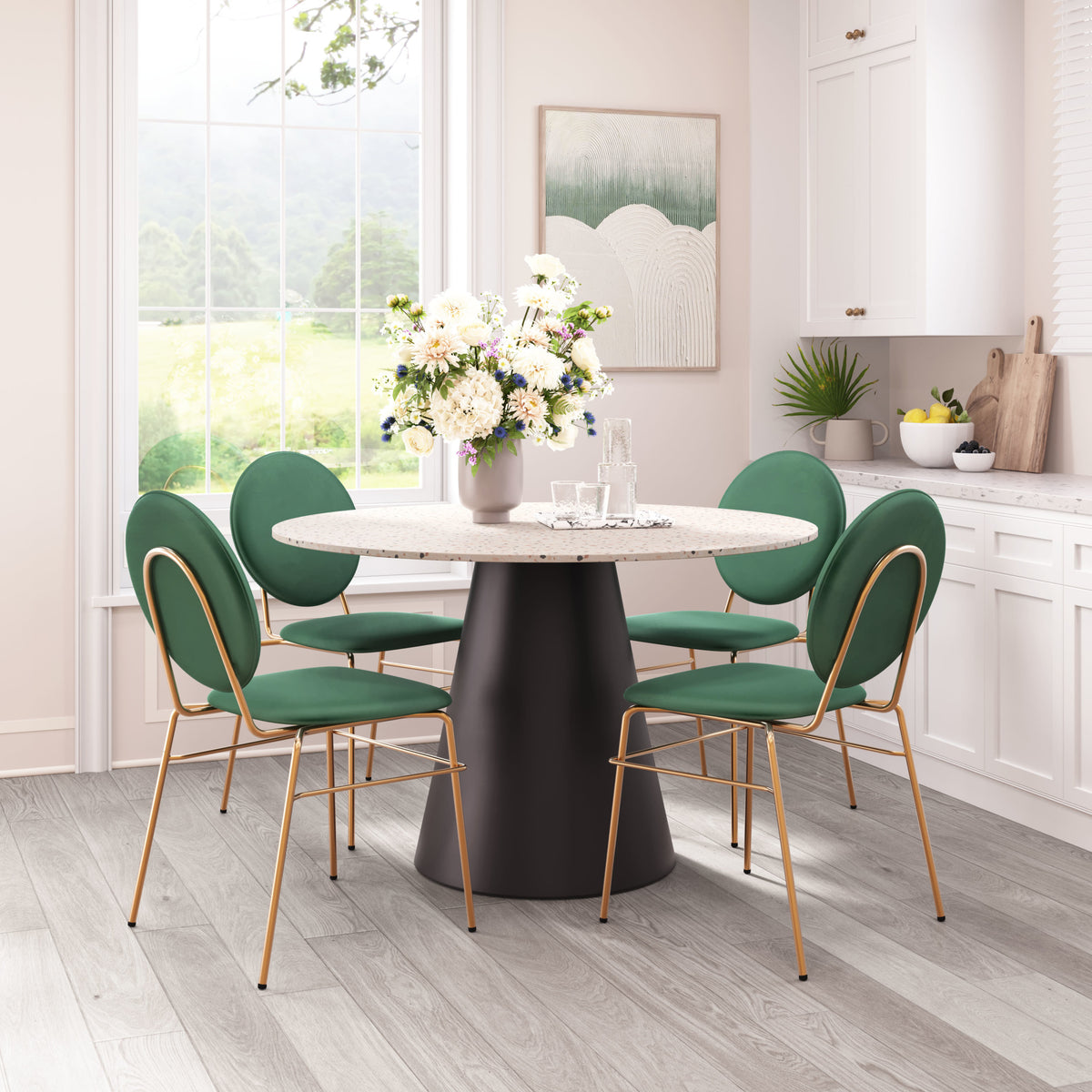 Odessa Dining Chair (Set of 2) Green & Gold