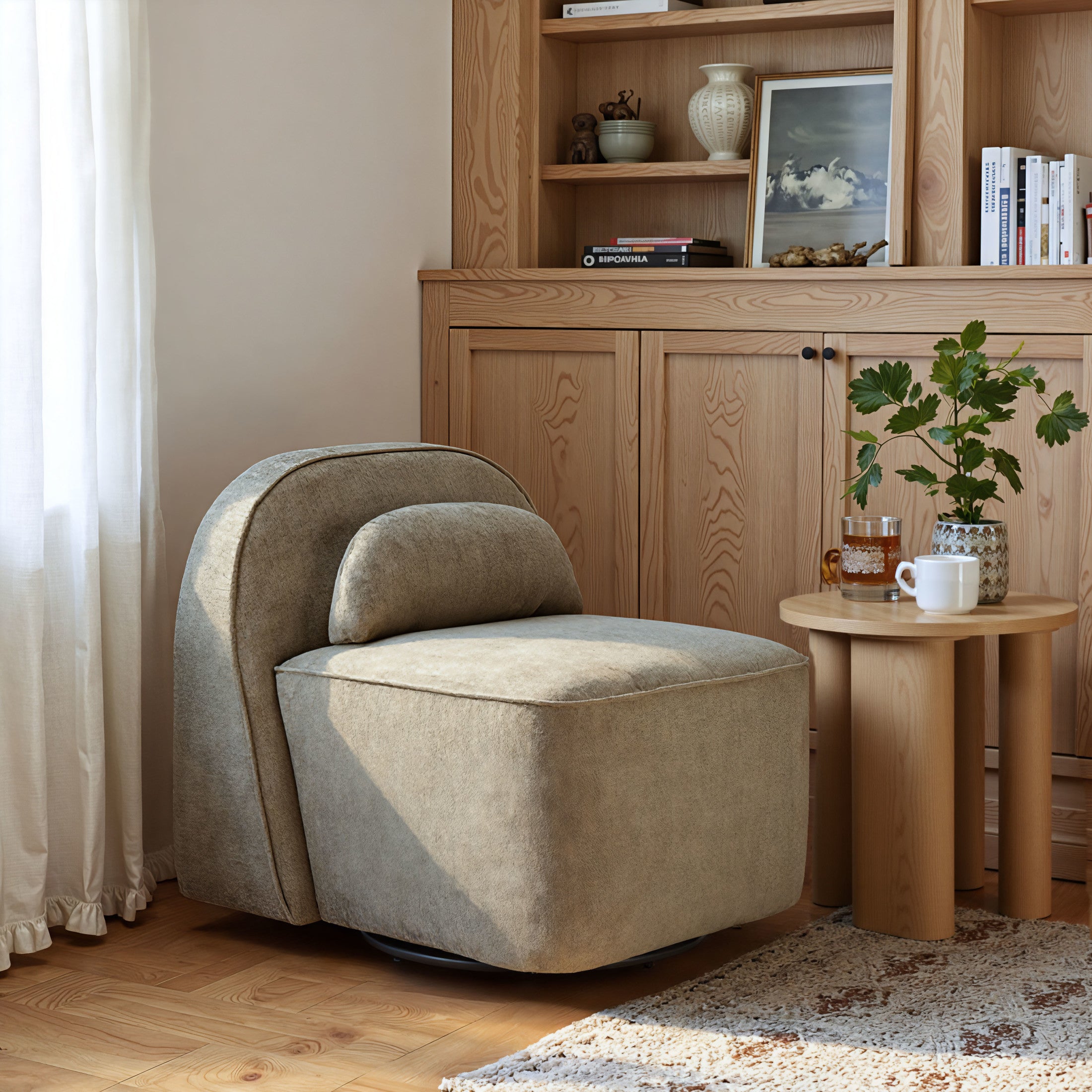 Kakao Swivel Chair Olive Brown