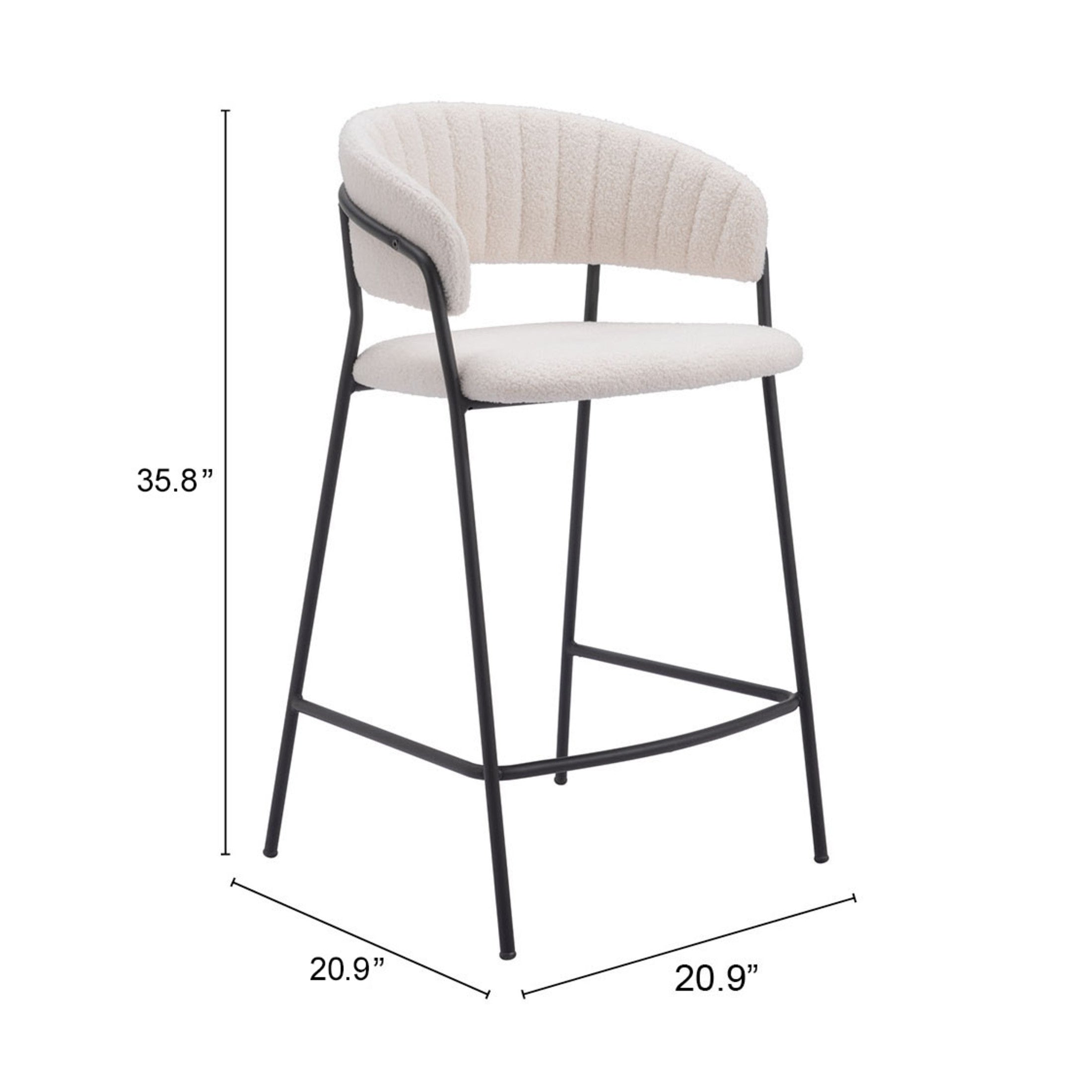 Josephine Counter Stool (Set of 2) Cream