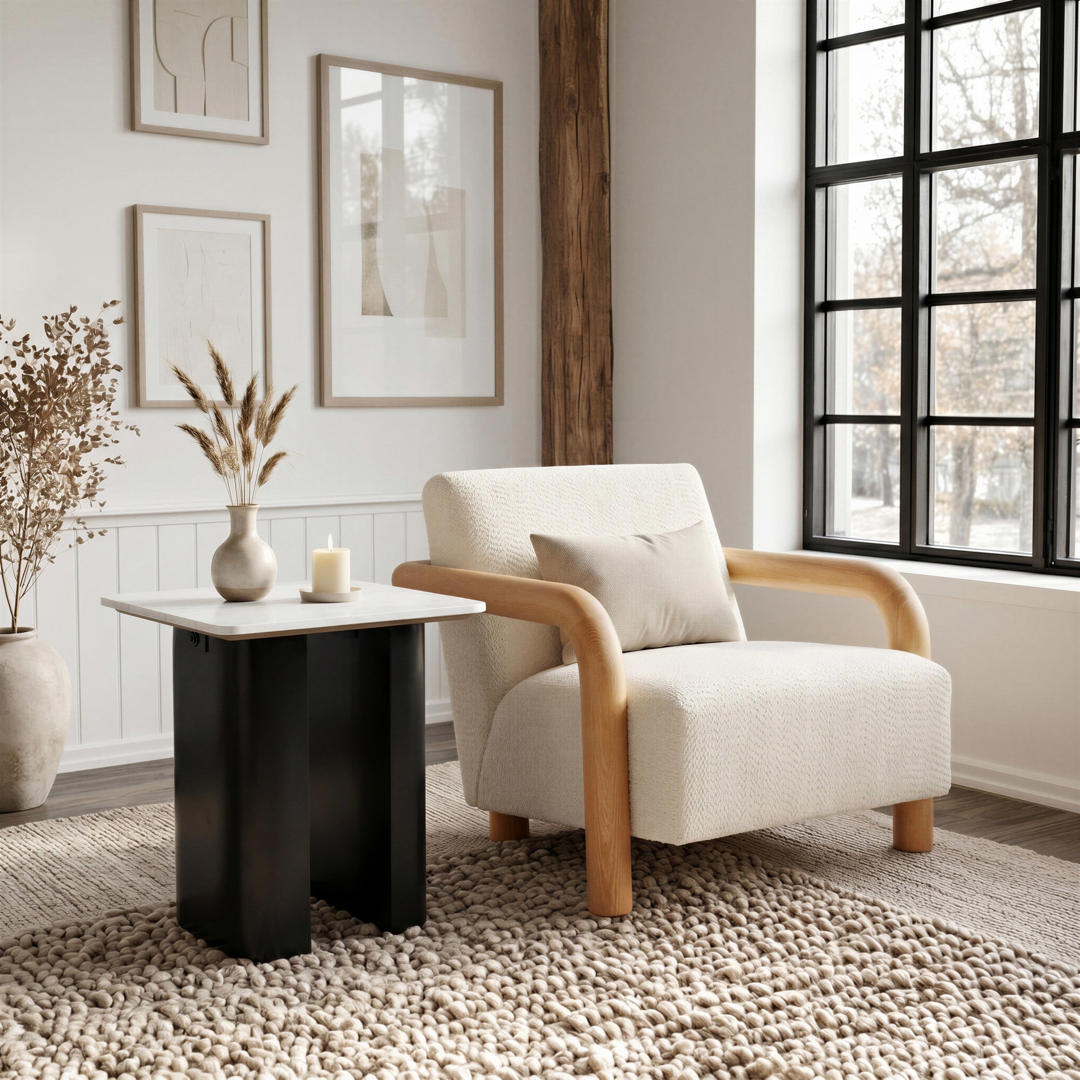 Fiora Side Table White & Black