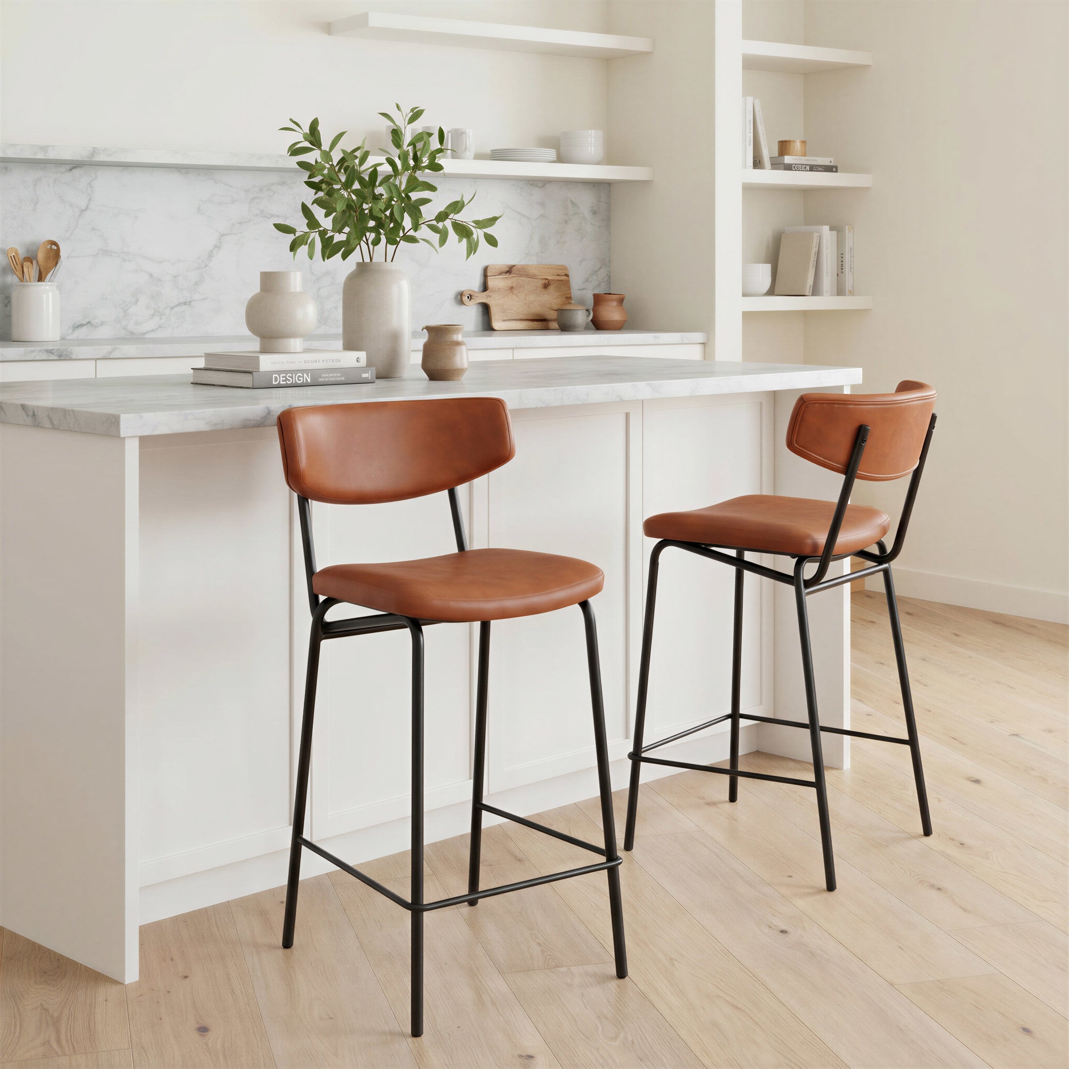 Charon Counter Stool (Set of 2) Vintage Brown