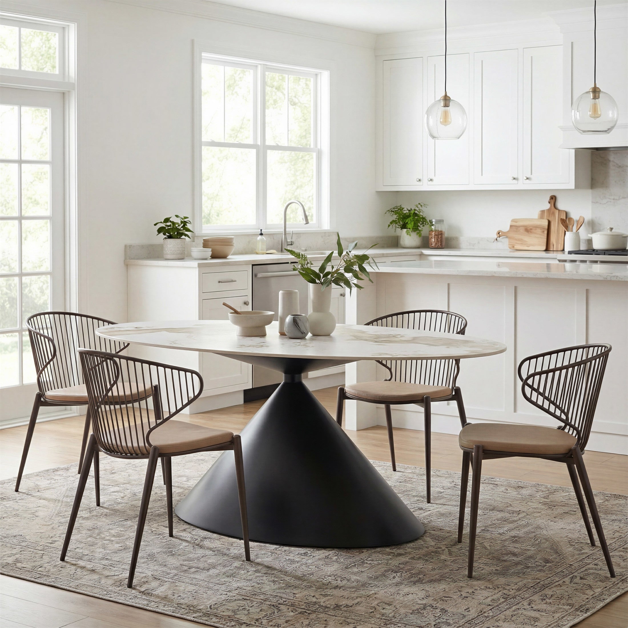 Armana Dining Table White & Brown