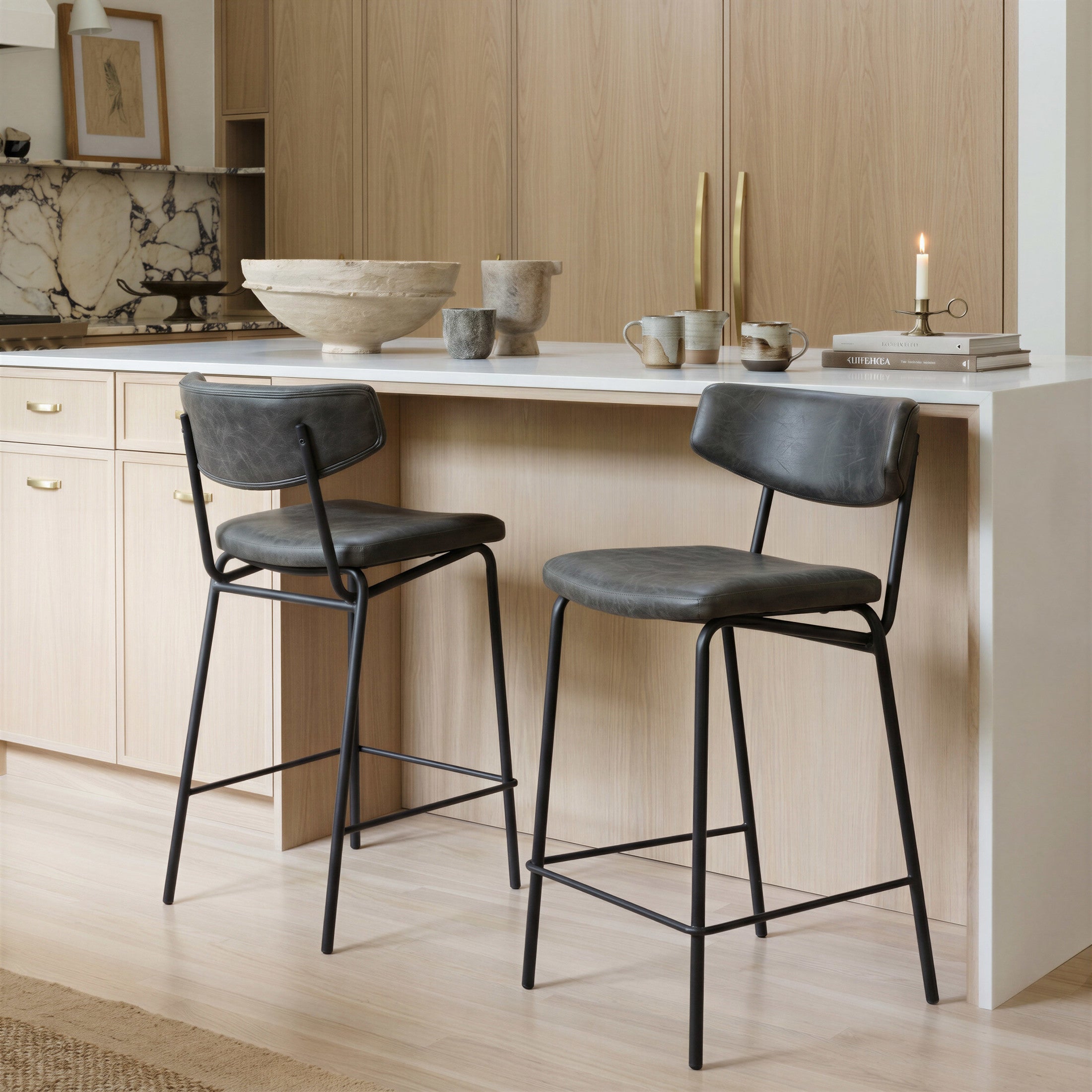 Charon Counter Stool (Set of 2) Vintage Black
