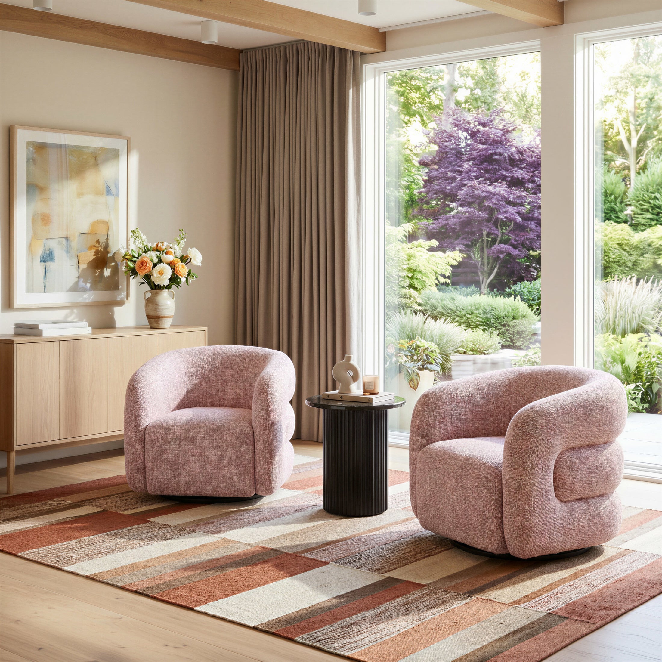 Refine Swivel Chair Pink Tweed