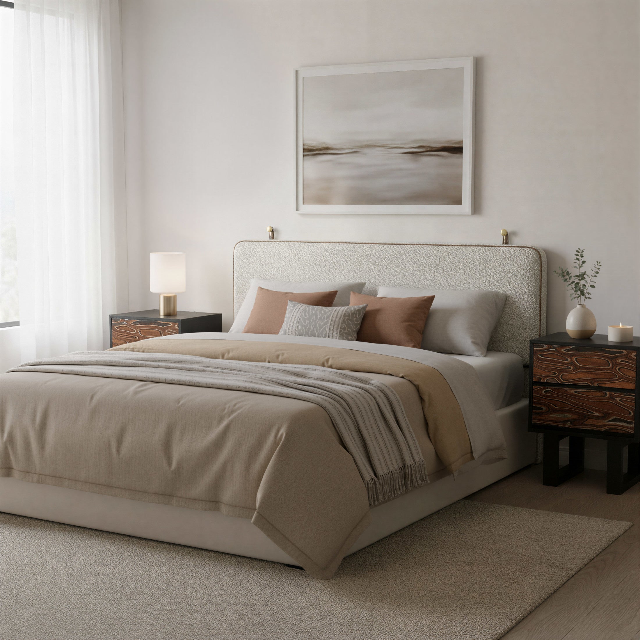 Bela Floating Queen Headboard Ivory