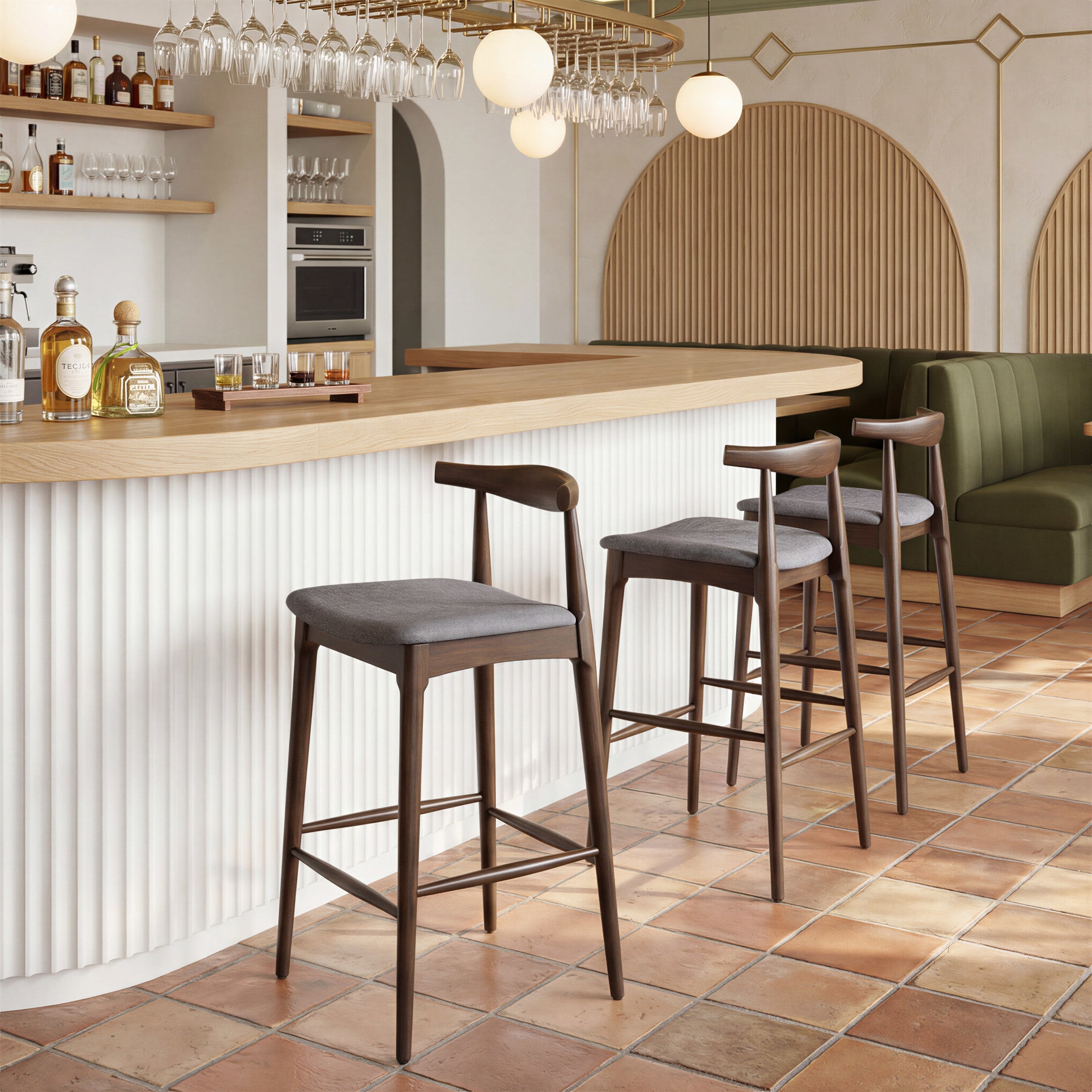 Tuzka Barstool (Set of 2) Gray & Espresso