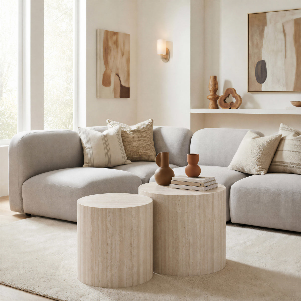Carzo Coffee Table Set (2-Piece) Stone Beige