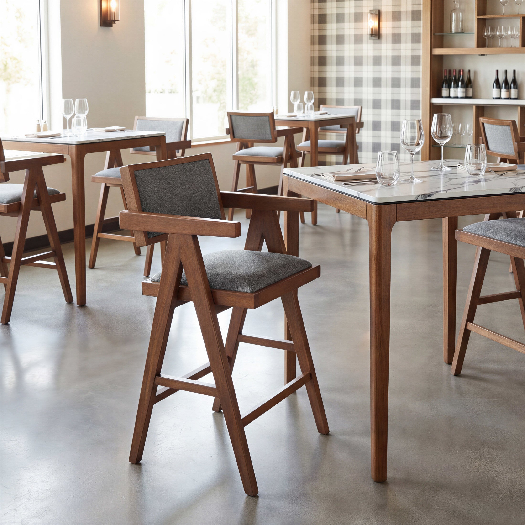 Delhi Counter Stool (Set of 2) Gray & Walnut