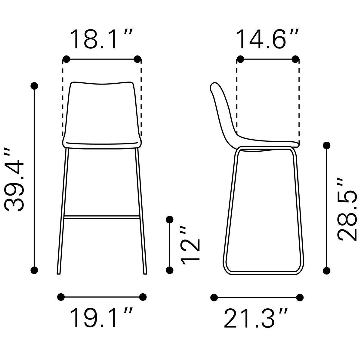 Smart Barstool (Set of 2) Black