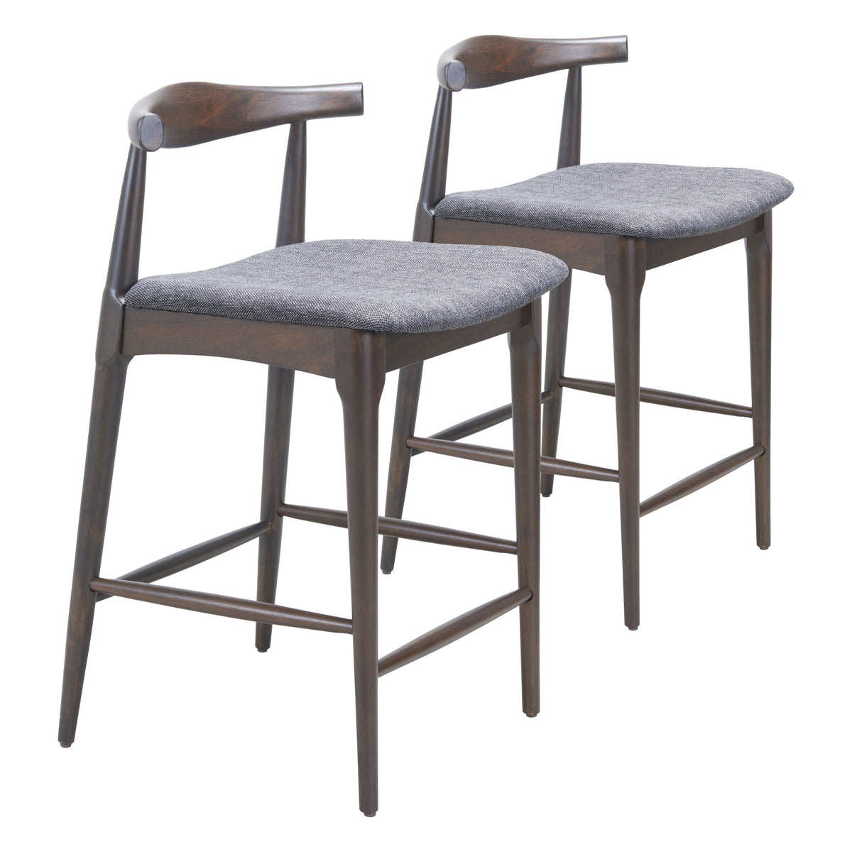 Tuzka Counter Stool (Set of 2) Gray & Espresso