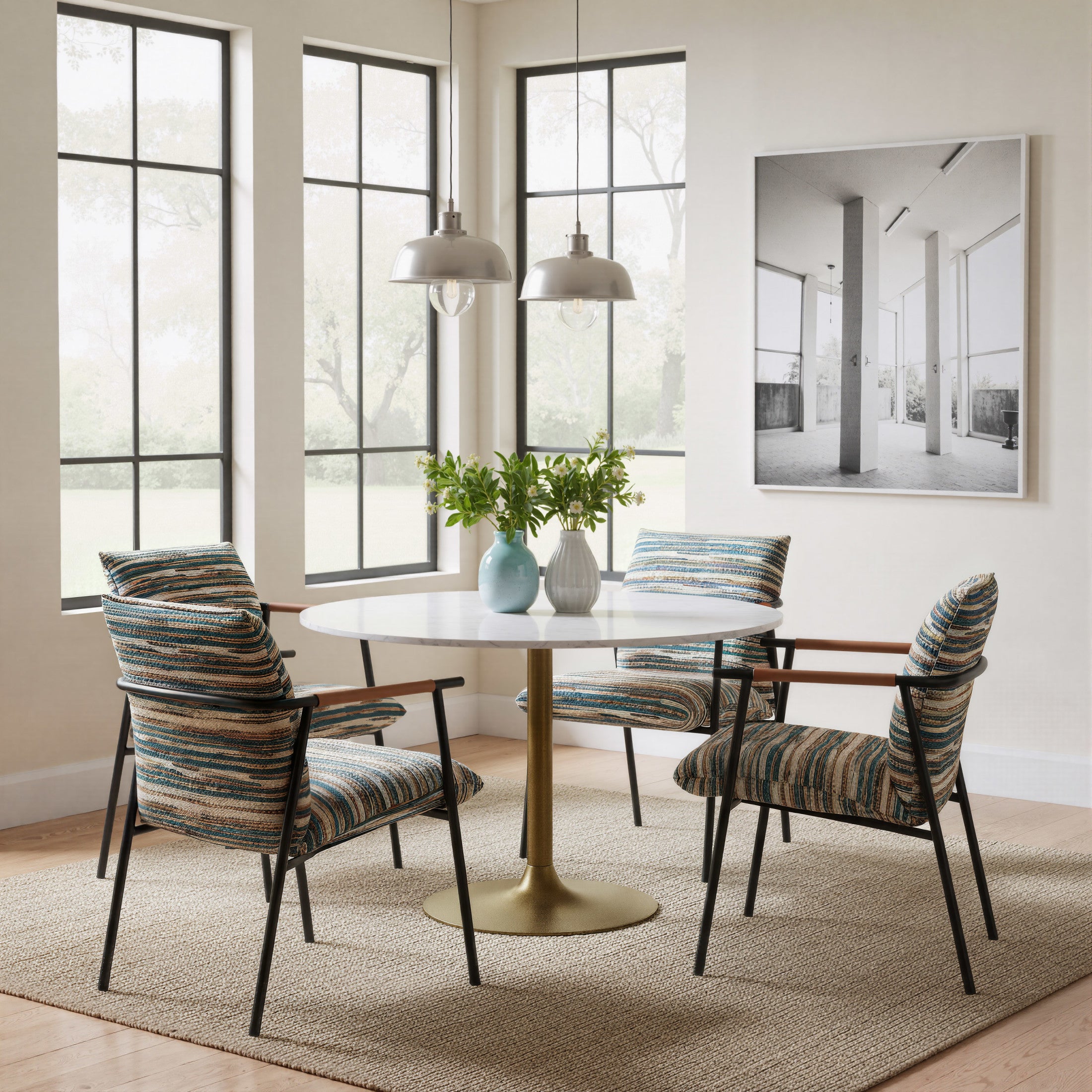 Ithaca Dining Table White & Gold