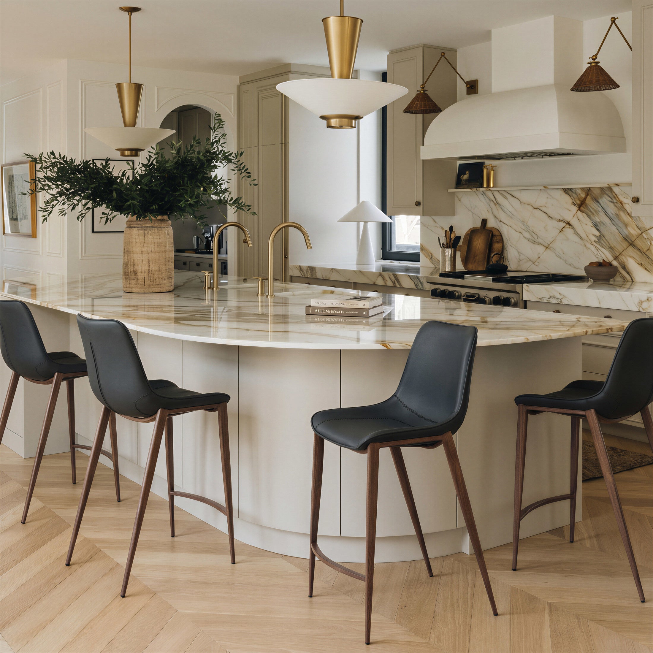 Magnus Counter Stool (Set of 2) Black & Walnut