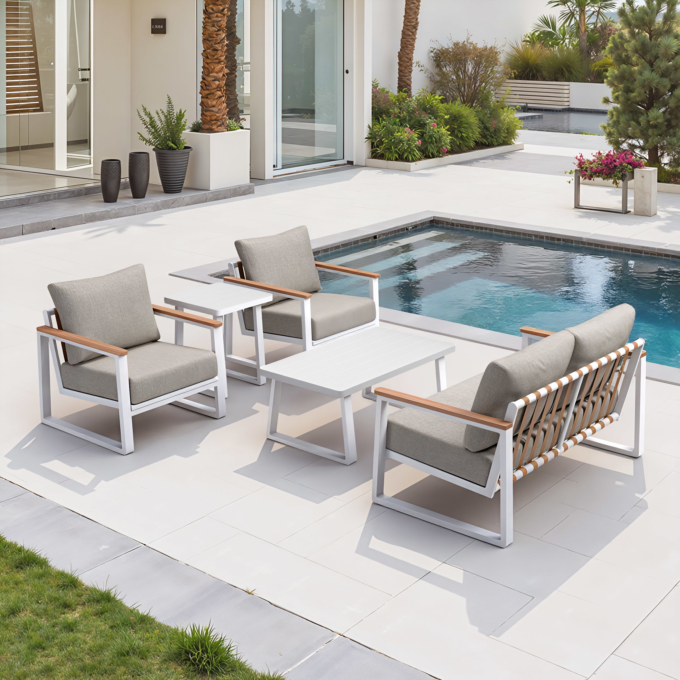 Welt Armchair Taupe & White