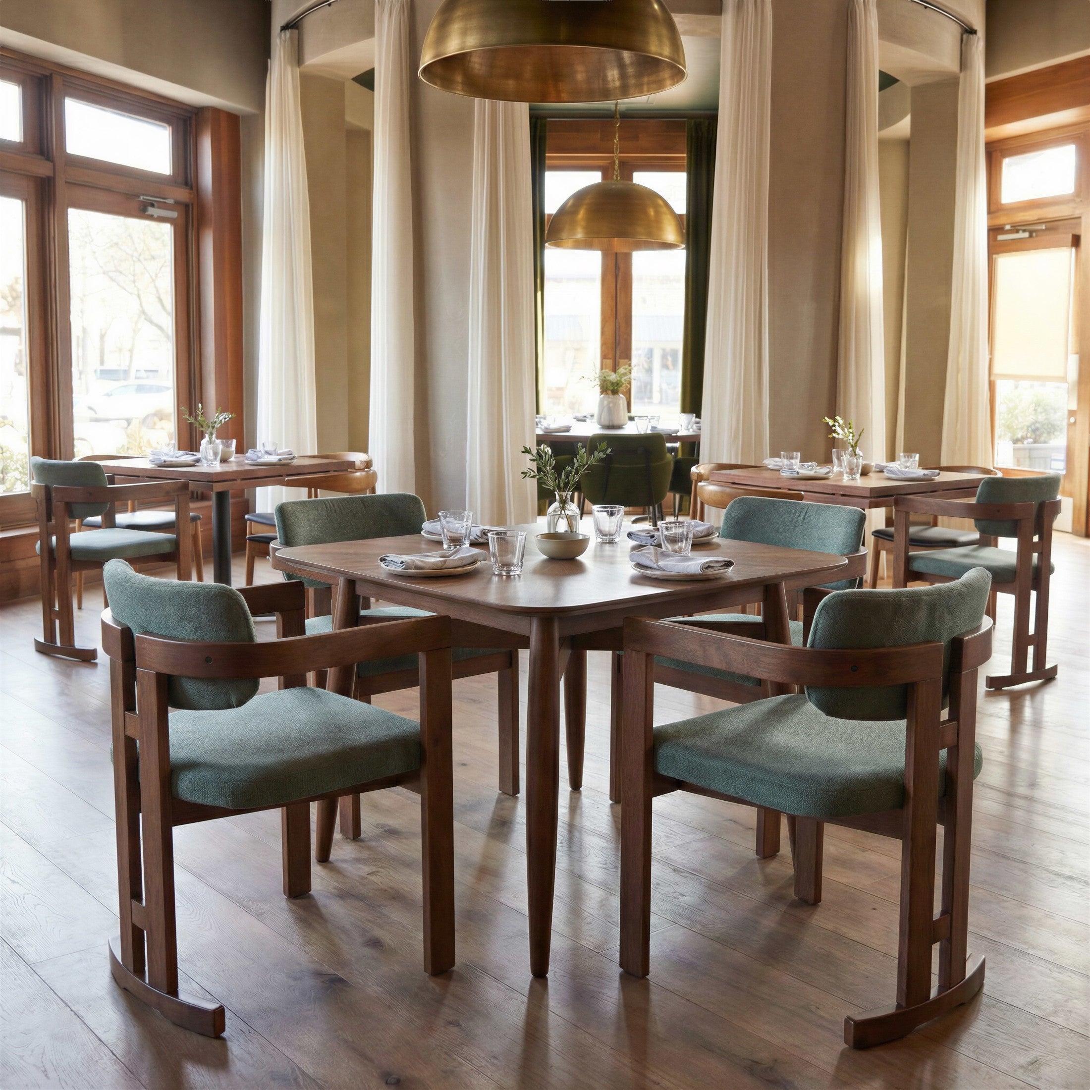 Poly Dining Chair Moss Gray & Walnut
