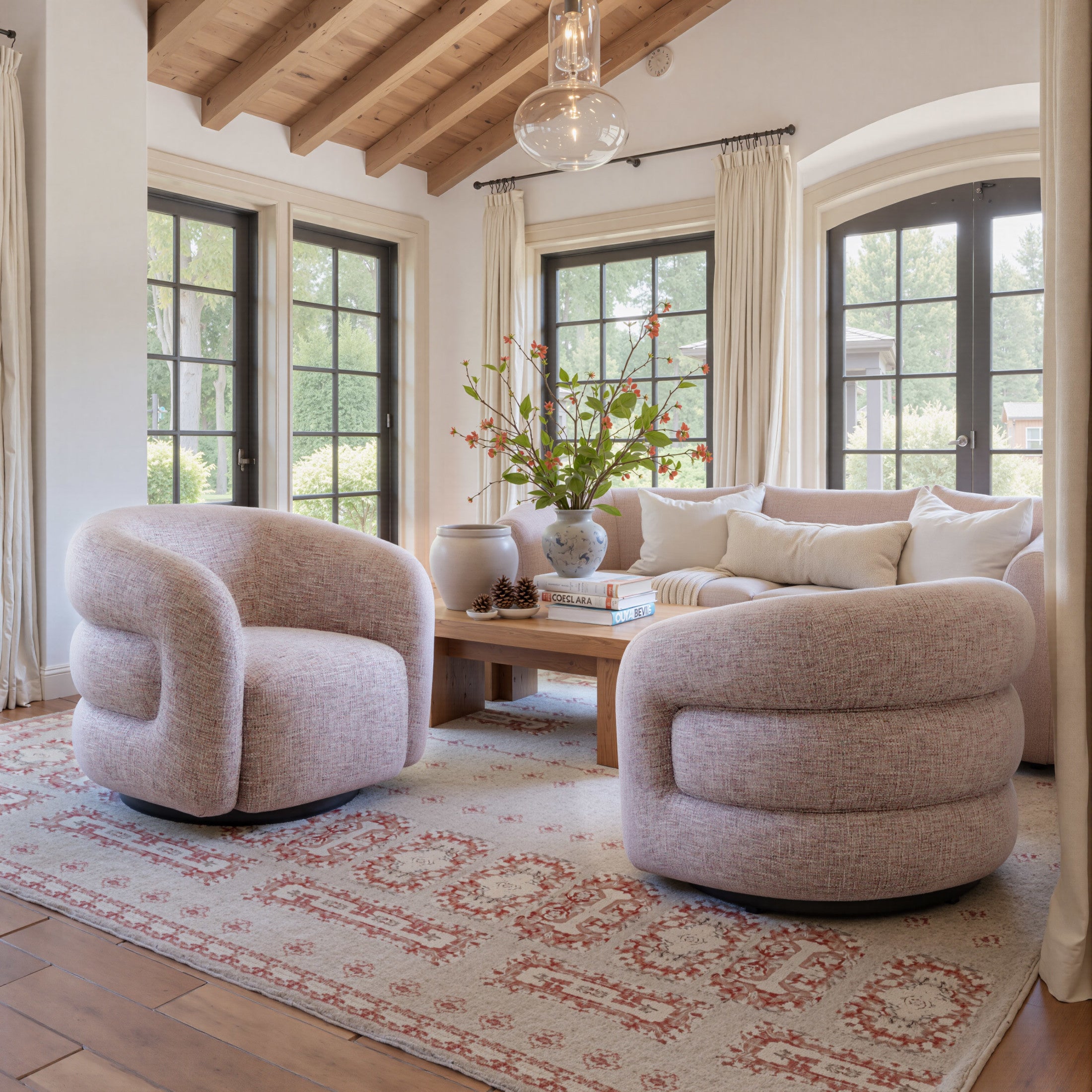 Refine Swivel Chair Pink Tweed