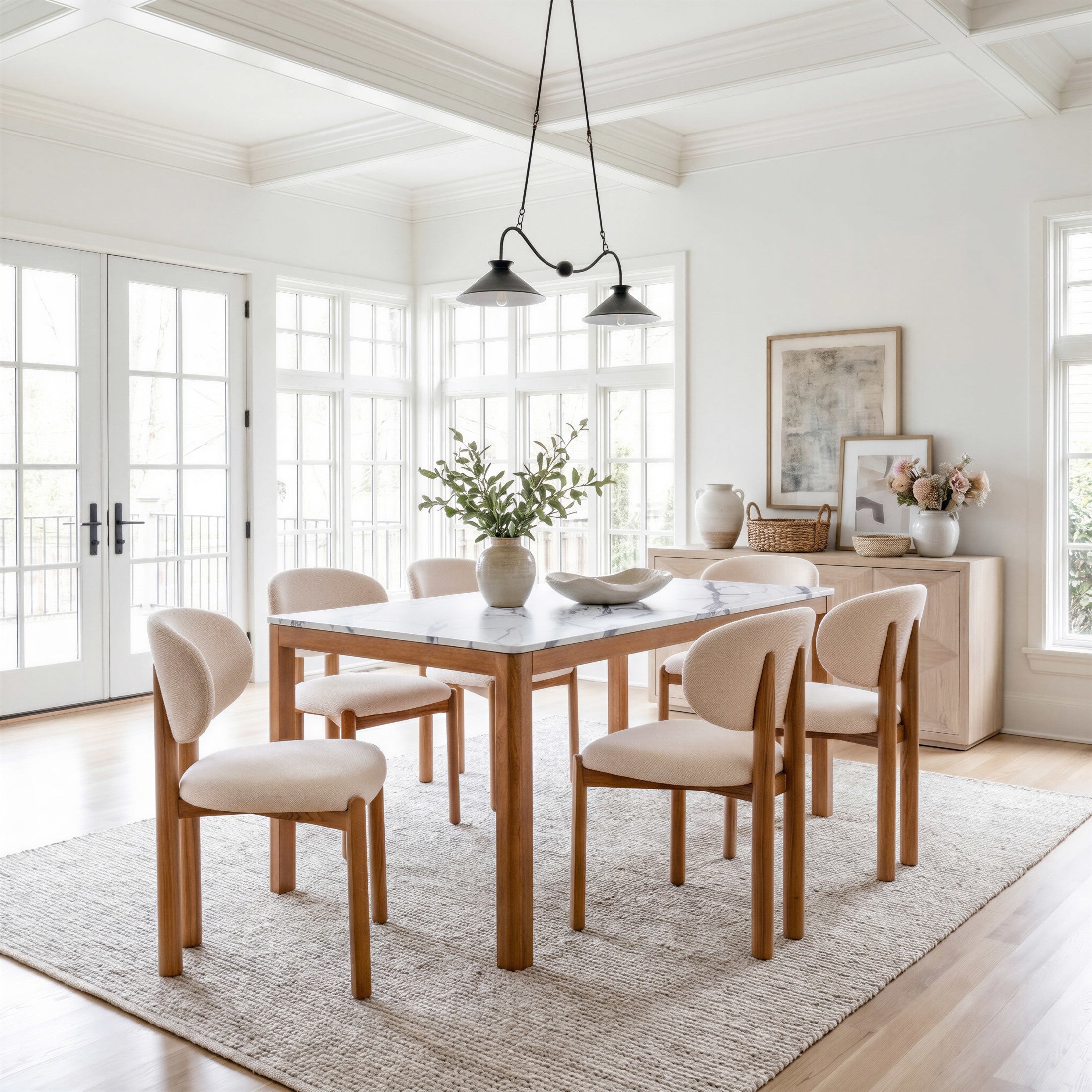 Rosetta Dining Chair (Set of 2) Beige & Walnut